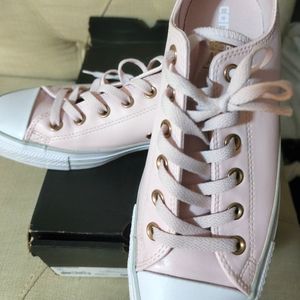 Baby Pink Rose Leather Converse Womems 10